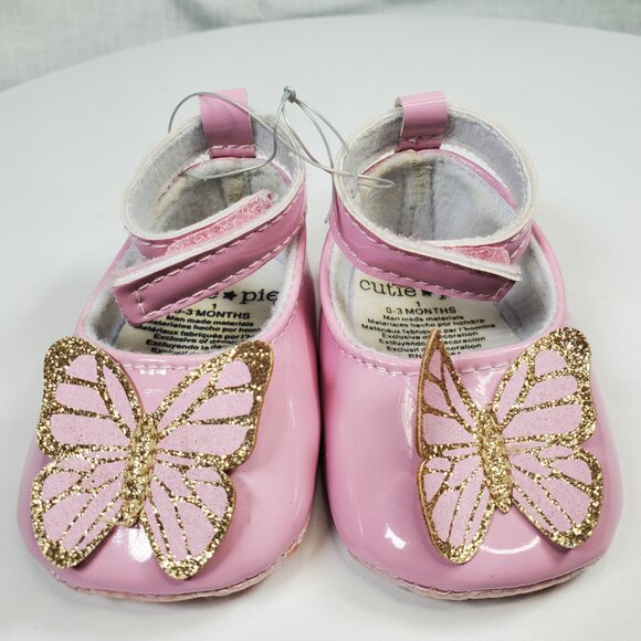 Pink Infant Shoes Butterfly Size 0-3 Months Never Worn - Picture 3 of 8